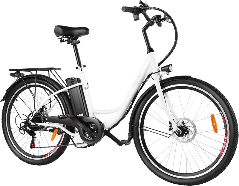 Speedrid 350W Electric Bike for Adults, 26 Inch Step through & Commuting Ebike/Cruiser Bicycle with 36V-15Ah Battery and Shimano 7 Speed for 35-65Miles Sporting Goods > Outdoor Recreation > Cycling > Bicycles Speedrid White  