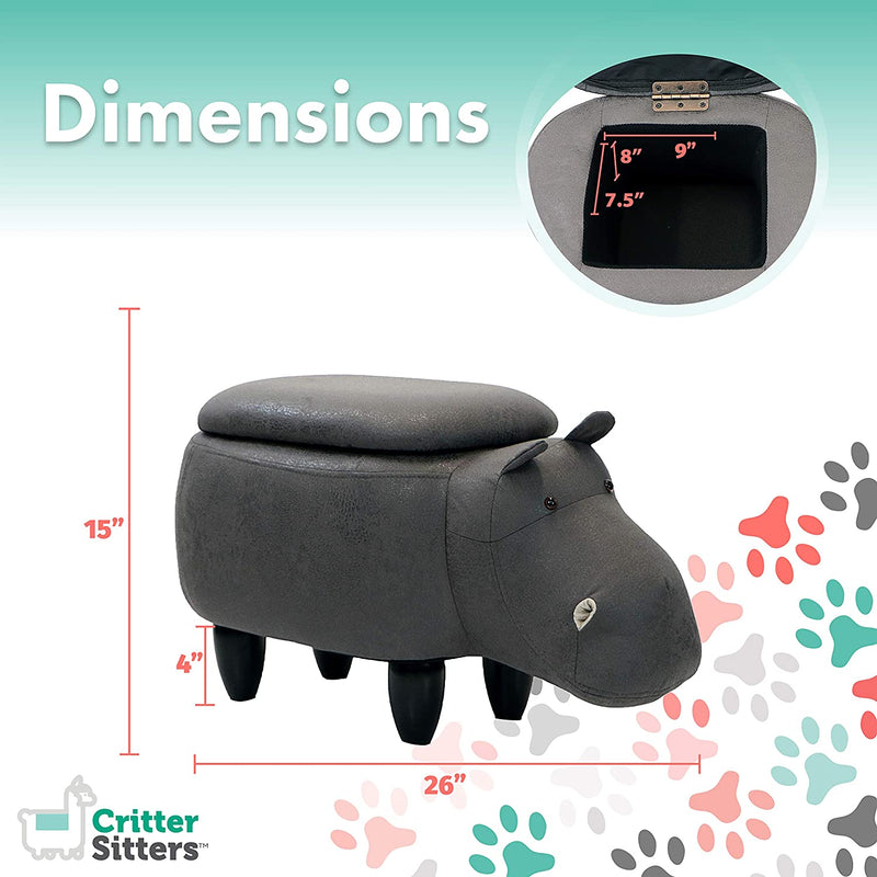 Critter Sitters 15-In. Seat Height Dark Gray Hippo Animal Shape Storage Ottoman - Furniture for Nursery, Bedroom, Playroom, and Living Room Decor Home & Garden > Household Supplies > Storage & Organization Critter Sitters   