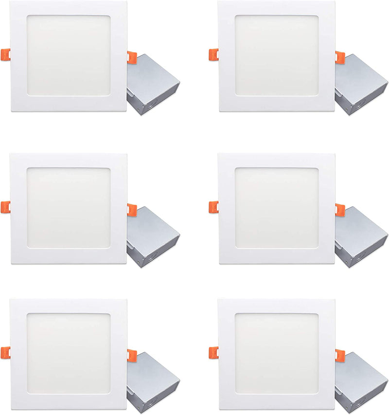 ANC 4 Inch 120V IC Rated LED Recessed Low Profile Square Panel Light, Dimmable Wafer Light, 9W 4000K 550Lm Canless Downlight, ETL Listed 6 Pack Home & Garden > Lighting > Flood & Spot Lights ANC 5000K daylight white square 6in 12W 6 pack 