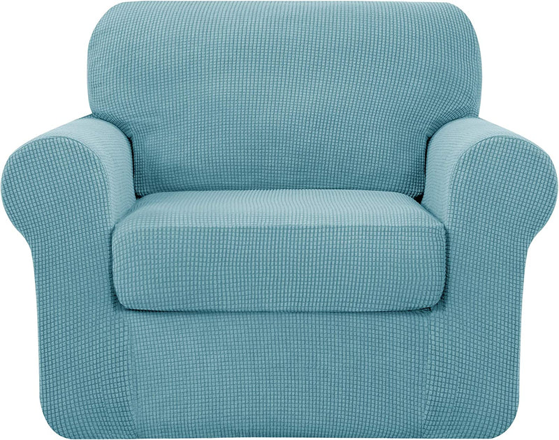 Symax Couch Cover Sofa Slipcover Chair Slipcover 2 Piece Sofa Covers Couch Slipcover Stretch Furniture Protector Washable (Chair, Ivory) Home & Garden > Decor > Chair & Sofa Cushions SyMax Steel Blue Small 