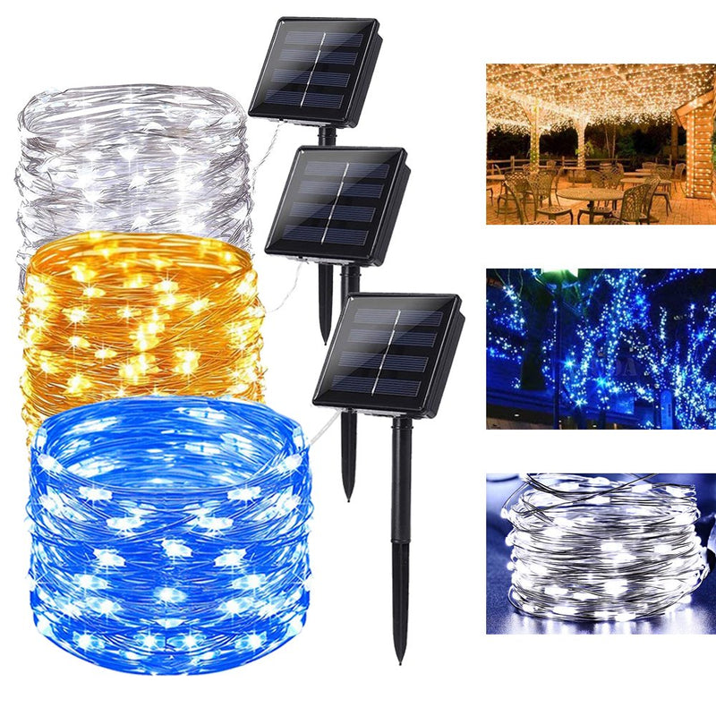 Genkent 65Ft 200 LED Solar String Lights Copper Wire Solar Lights Indoor Outdoor Blue Outdoor Valentine'S Day Halloween Christmas Tree Decorations Home & Garden > Decor > Seasonal & Holiday Decorations WANGO Blue  
