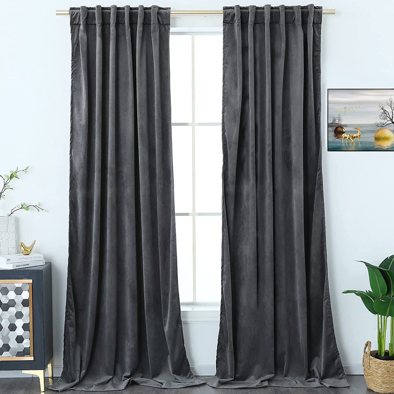 Timeper Mauve Velvet Curtains 84 Inches - Home Decoration Soft Flannel Wild Rose Luxury Dressing Look for Party / Film Room Thermal Insulated Noise Absorb, Rod Pocket Back Tab, 52 Wx 84 L, 2 Panels Home & Garden > Decor > Window Treatments > Curtains & Drapes Timeper Grey Back Tab W52 x L120