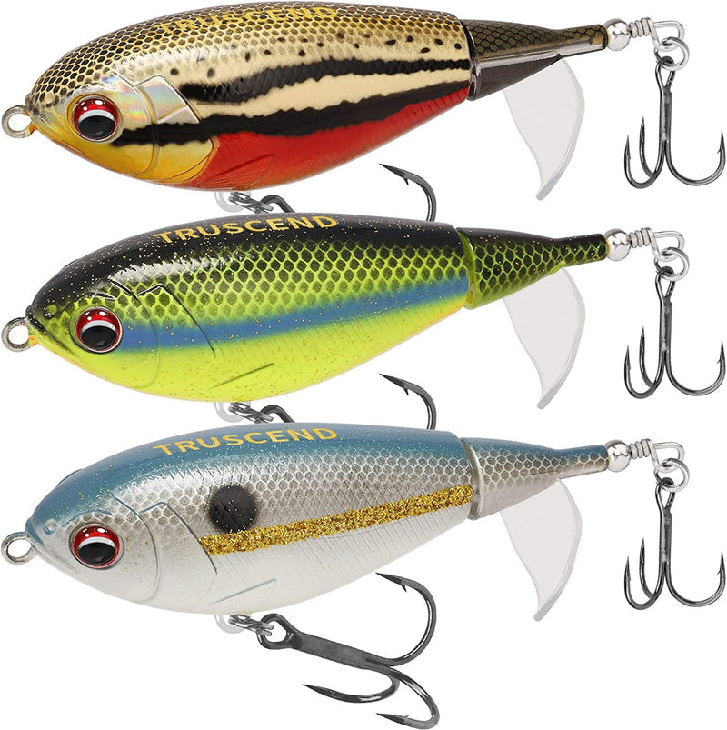 TRUSCEND Topwater Fishing Lures with BKK Hooks, Plopper Fishing Lure for Bass Catfish Pike Perch, Floating Minnow Bass Bait with Propeller Tail, Top Water Pencil Plopper Lures Freshwater or Saltwater Sporting Goods > Outdoor Recreation > Fishing > Fishing Tackle > Fishing Baits & Lures TRUSCEND B1-4.3",0.8oz  