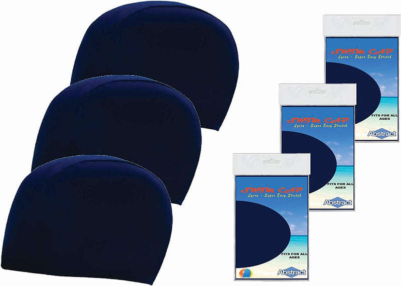 Swim Cap Comfortable Stretch/Spandex - Kids/Adults - Fits Kids with All Hair Length and Adult Short Hair Sporting Goods > Outdoor Recreation > Boating & Water Sports > Swimming > Swim Caps Abstract 3 PACK - NAVY  