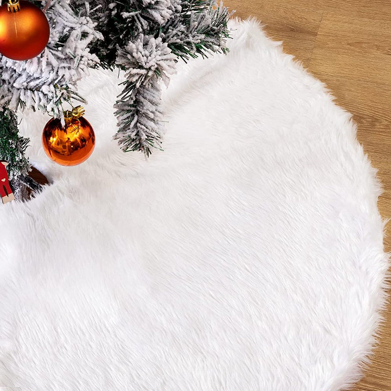 SEREE Christmas Tree Skirt 55 Inch Tree Skirt Christmas Decorations Faux Fur White Xmas Tree Skirt for Holidays, Home Decor Home & Garden > Decor > Seasonal & Holiday Decorations > Christmas Tree Skirts SEREE   