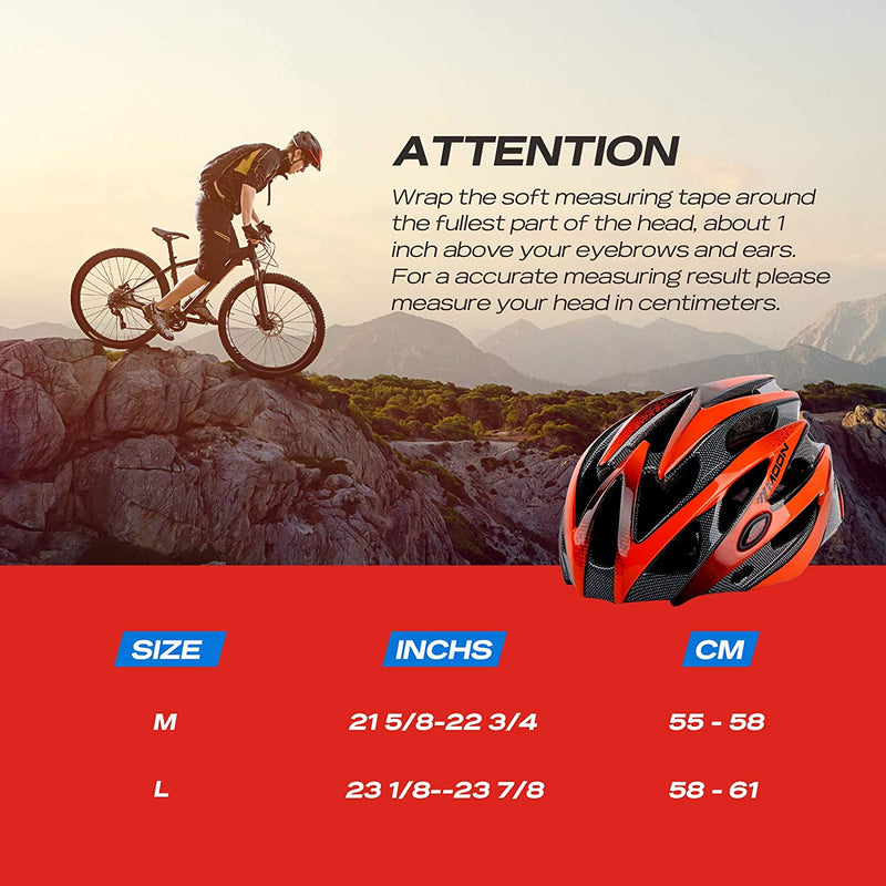 MOON Adult Bike Helmet Cycling Helmet Ultralight Integrally-Molded Bicycle Helmet MTB Bike Update Model Helmet for Men and Women, Road Mountain Riding Equipment, 25 Vents Removable Visor, MV29