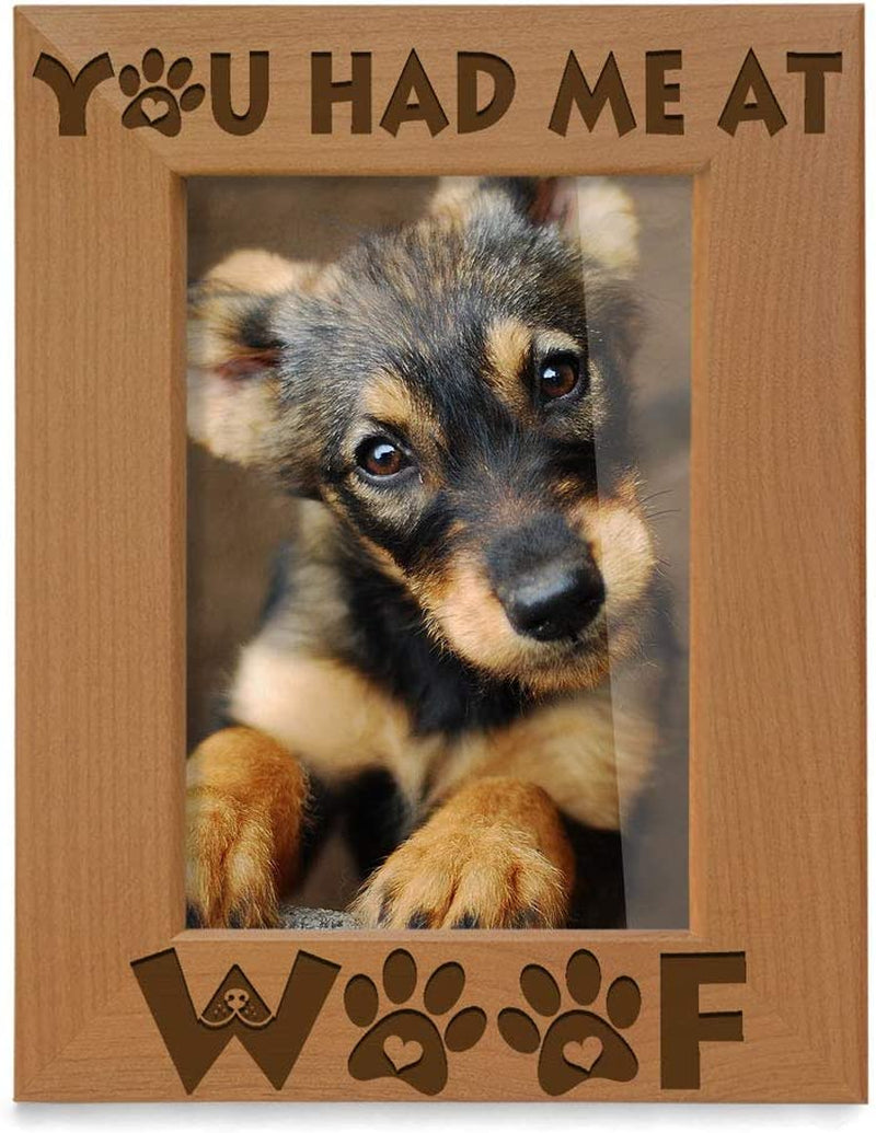 KATE POSH - You Had Me at Woof - Dog Paws Engraved Natural Wood Picture Frame, New Puppy, Memorial, Best Dog Ever Gifts (4X6-Vertical) Home & Garden > Decor > Picture Frames KATE POSH 4x6-Vertical  