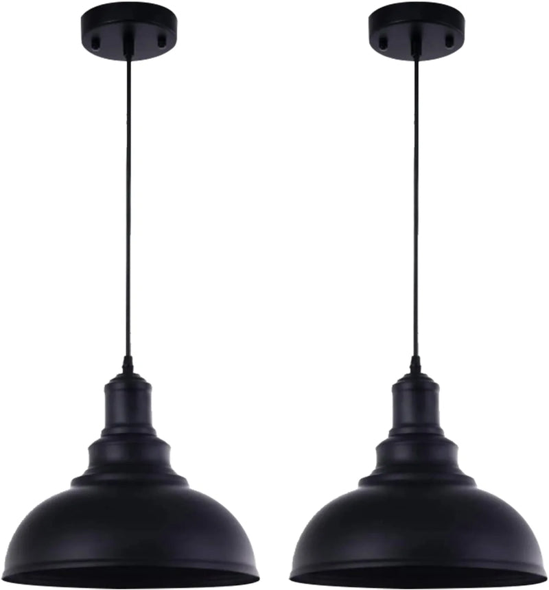 Mgloyht Pendant Lighting, Metal Rustic Vintage Farmhouse Ceiling Lamp, Hanging Light Fixtures with E26 Base, Industrial Black Pendant Lights for Hallway Kitchen Island Dining Room Living Room Home & Garden > Lighting > Lighting Fixtures Wei 2 Pack Pendant  