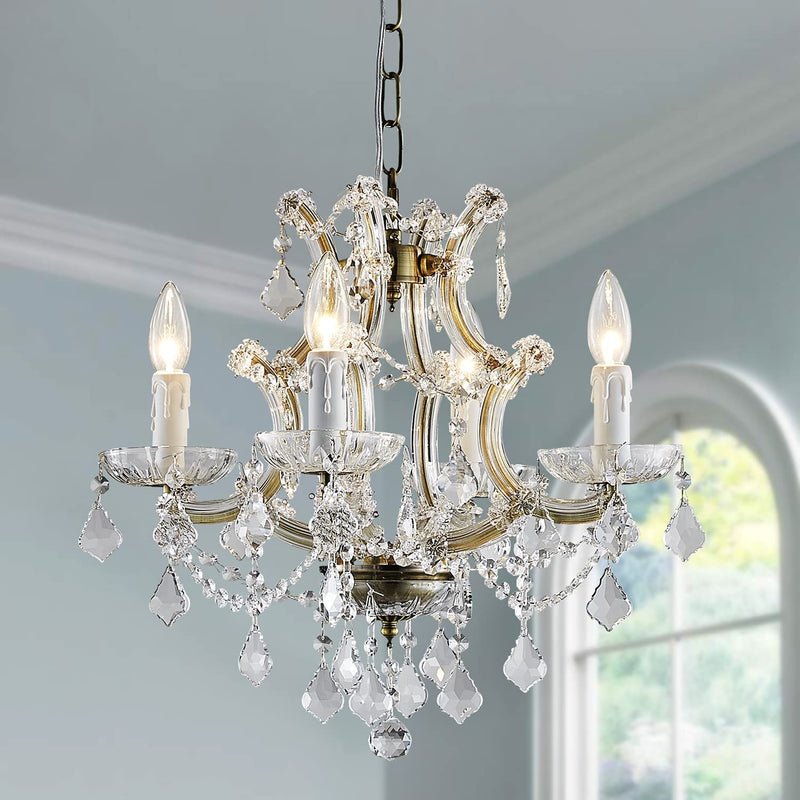 SM SAINT MOSSI 4 Light Crystal Maria Therese Chandelier Light Fixture,Modern Chandelier Crystal Chandelier for Bedroom,Dining Room,Living Room,H 17 in X W 18 in W/ Adjustable Chain Home & Garden > Lighting > Lighting Fixtures > Chandeliers SM Saint Mossi Bronze:4-Lights  