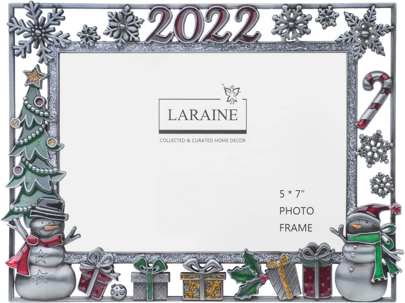LARAINE Picture Photo Frame 5X7 Metal 2022 Christmas High Definition Glass Display Pictures for Tabletop Home Decorative Holiday Gift (Gray(2022)) Home & Garden > Decor > Picture Frames LARAINE Gray(2022)  