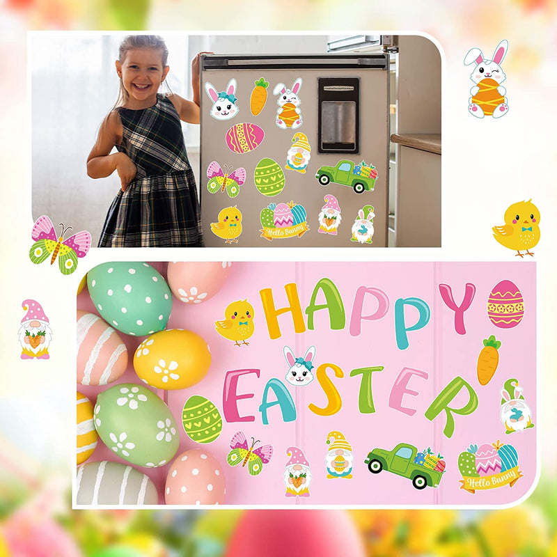 23 Pcs Happy Easter Garage Door Decoration Magnets Magnetic Easter Decorations Easter Magnetic Big Stickers Easter Eggs Carrots Magnets Gnome Magnetic Refrigerator Decal for Car Outdoor Holiday Decor