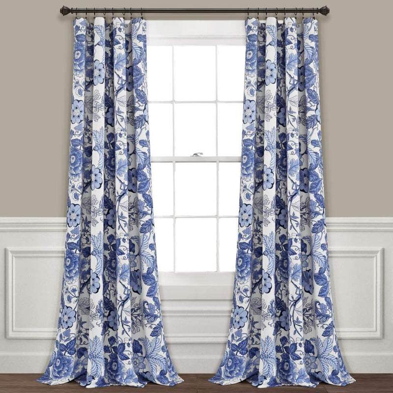 Lush Decor, Blue and Yellow Sydney Curtains | Floral Garden Room Darkening Window Panel Set for Living, Dining, Bedroom (Pair), 108” X 52 L Home & Garden > Decor > Window Treatments > Curtains & Drapes Lush Decor Navy 84"L Panel Pair 