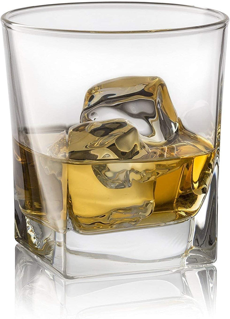 Double Old Fashioned Whiskey Glass (Set of 4) with Granite Chilling Stones - 10 Oz Heavy Base Rocks Barware Glasses for Scotch, Bourbon and Cocktail Drinks Home & Garden > Kitchen & Dining > Barware Red Rocks   