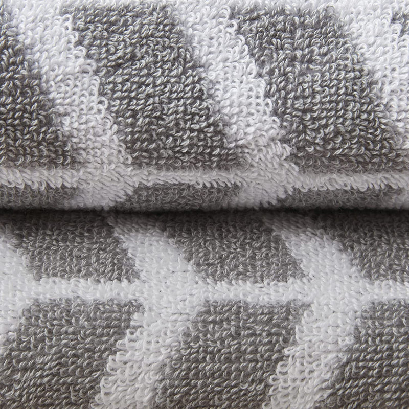 Intelligent Design - Nadia Quick Dry, Premium Absorbent Chevron Cotton Towels Bath/Bathroom Set - Ultra Soft Bathroom Towels Set - Gray - 6 Piece Set Incl. 2 Shower Towel 4 Hand Towel