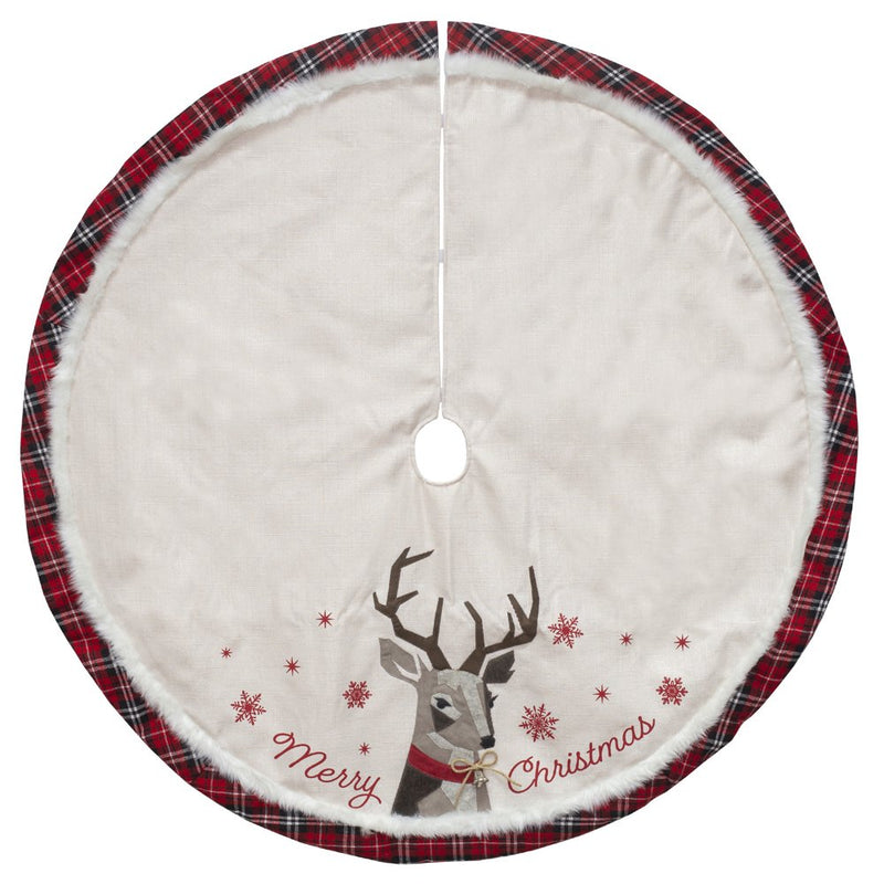 Holiday Time Ivory Linen Geometric Deer Christmas Tree Skirt, 48" Home & Garden > Decor > Seasonal & Holiday Decorations > Christmas Tree Skirts Dyno Seasonal Solutions, LLC   