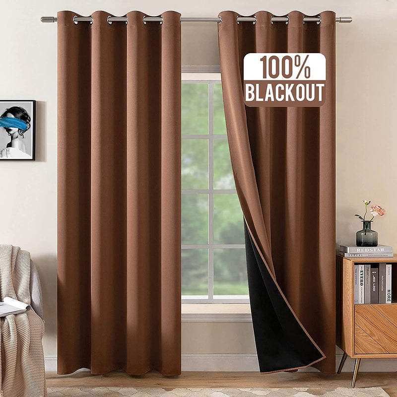 MIULEE 100% Blackout Curtains for Full Shade Window Drapes with Grommets for Living Room Darkening Light Blocking and Thermal Insulated 2 Panels W 52" X L 90" Beige Home & Garden > Decor > Window Treatments > Curtains & Drapes MIULEE Mocha W 52" x L 84" 