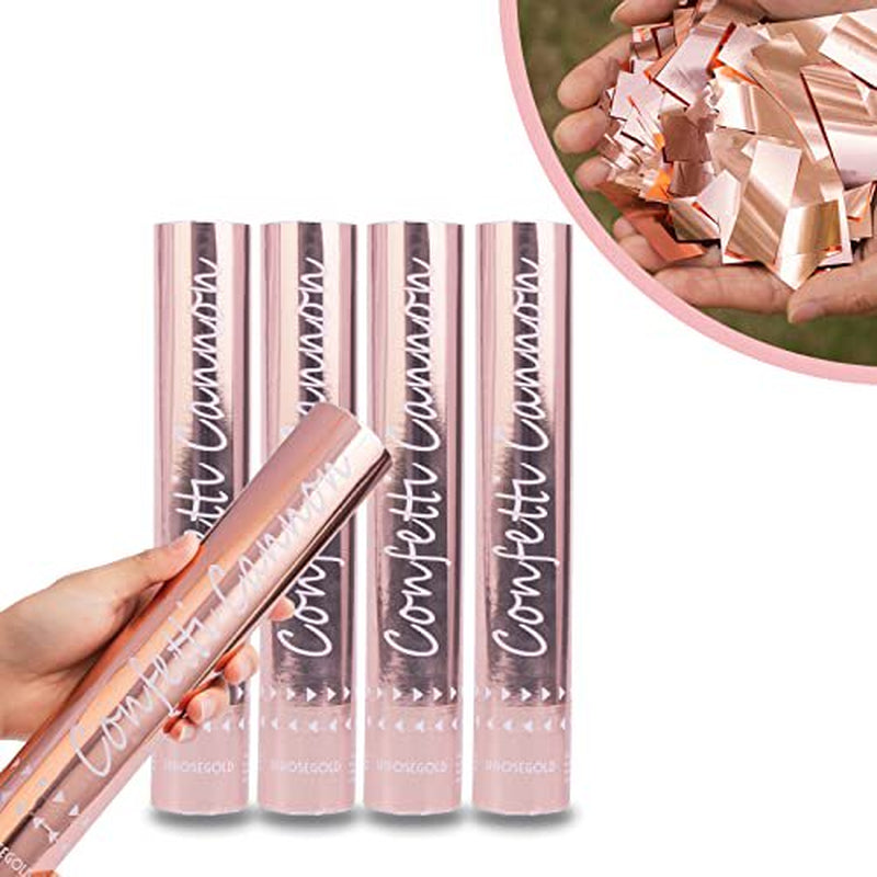 Confetti Cannon Rose Gold HIROSEGOLD 4 Pack Celebration New Years Gender Reveal Birthday Surprise Party Graduation Wedding Festival Anniversary Event and Party Supplies