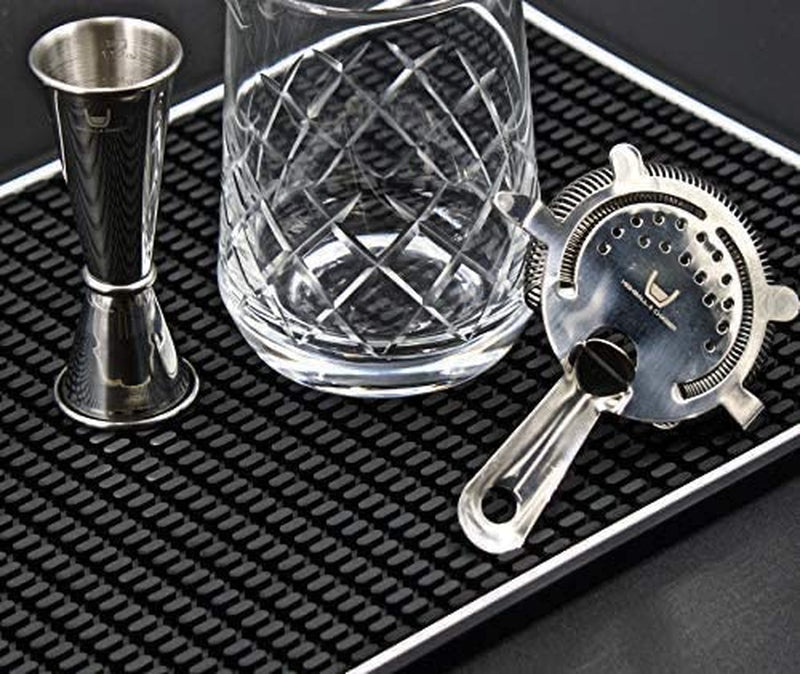 Highball & Chaser Premium Bar Mat 18In X 12In 1Cm Thick Durable and Stylish Service Bar Mat for Spills, Coffee, Bars, Restaurants and Counter Top Dish Drying Mat, Glass Drying Mat (2 Pack Black) Home & Garden > Kitchen & Dining > Barware Highball & Chaser   