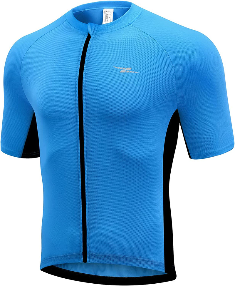 Qualidyne Men'S Cycling Bike Jersey Short Sleeve Full Zipper Bicycle Biking Shirts with 3 Rear Pockets Sporting Goods > Outdoor Recreation > Cycling > Cycling Apparel & Accessories qualidyne Blue XX-Large 