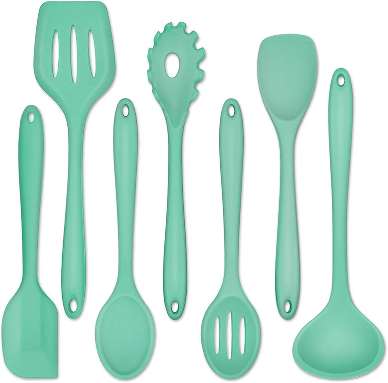 Kitchen Utensil Set of 7, P&P CHEF Silicone Cooking Utensils, Red Kitchen Tools Spatula Set for Nonstick Cookware Cooking Serving, Slotted Turner, Soup Ladle, Spatula, Pasta Server, Spoon Home & Garden > Kitchen & Dining > Kitchen Tools & Utensils P&P CHEF Green  