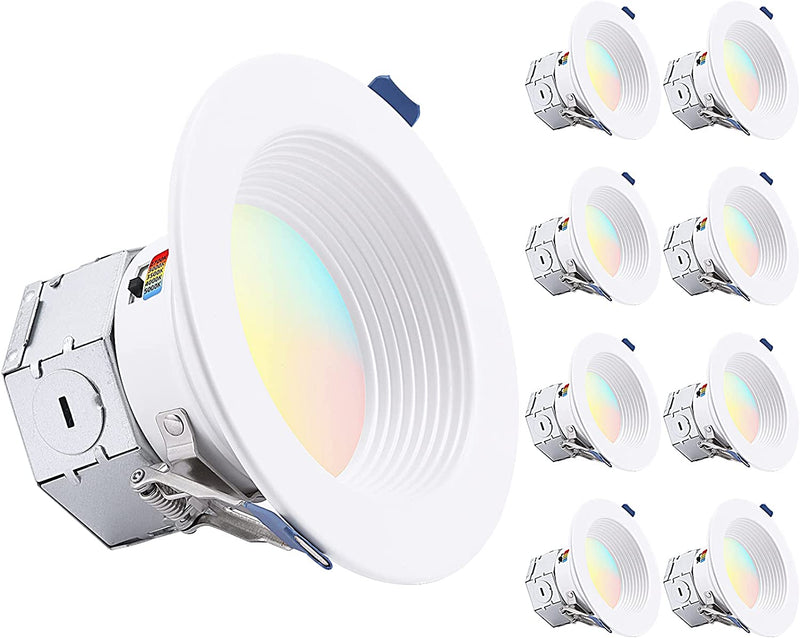 TORCHSTAR 8-Pack 5CCT 6 Inch LED Integrated Canless LED Recessed Lighting with J-Box, Anti-Glare Deep Baffle Trim, CRI90 Dimmable Ceiling Downlight, JA8 ETL ES, Air Tight IC Rated, 27K/3K/35K/4K/5K Home & Garden > Lighting > Flood & Spot Lights TORCHSTAR 5cct 4 Inch 
