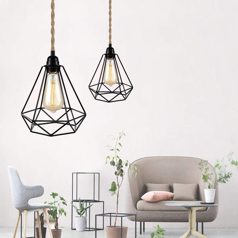 15FT Pendant Light Kit with Switch - Easric Vintage Hanging Lights with Plug in Cord Hanging Lamp Cord with Twisted Hemp Rope E26 Socket DIY Light Fixture for Farmhouse Home Bedroom Living Room Home & Garden > Lighting > Lighting Fixtures Easric   