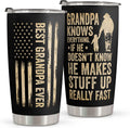 Macorner Gifts for Men - Birthday Gifts for Dad & Fathers Day Gift from Daughter Son - Stainless Steel American Flag Tumbler Cup 20Oz for Men - Christmas Gifts for Men Dad Papa Grandpa Uncle Stepdad Home & Garden > Kitchen & Dining > Tableware > Drinkware Macorner Grandpa  
