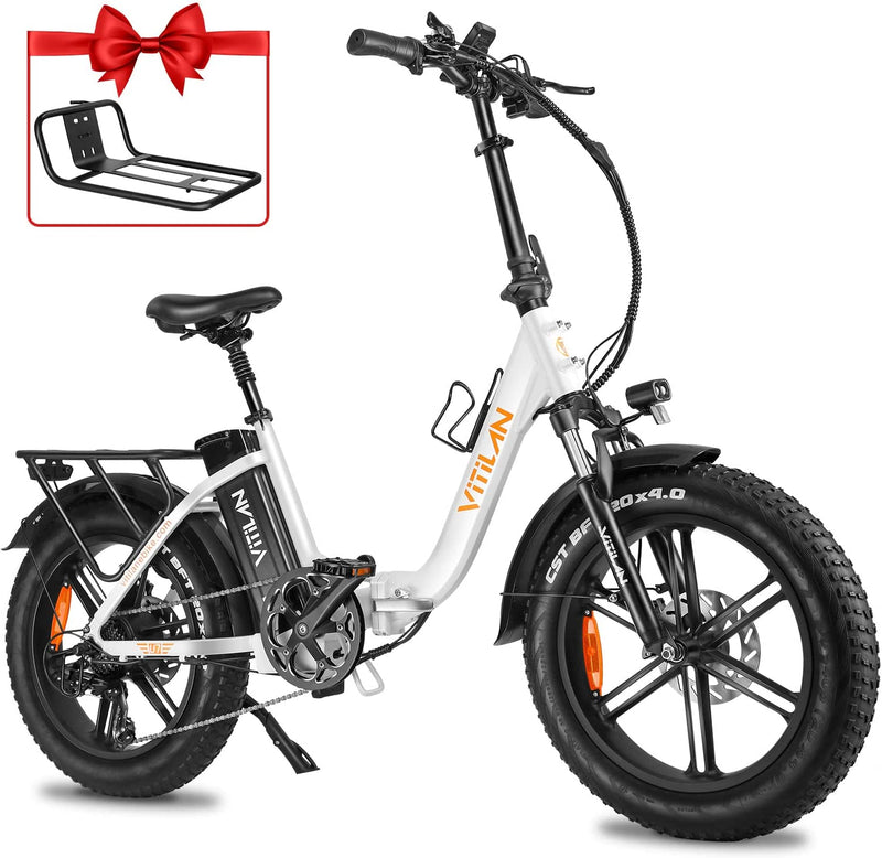 VITILAN U7 Electric Bike for Adults 750W Motor, Foldable 20" Fat Tire Step-Thru Ebike 48V 16AH Removable Lg Battery, Electric Bicycle with Hydraulic Brake and Dual Shock Absorber up to 28 MPH Speed… Sporting Goods > Outdoor Recreation > Cycling > Bicycles Hongtai Intelligent Technology (Guangzhou) Co. LTD White  