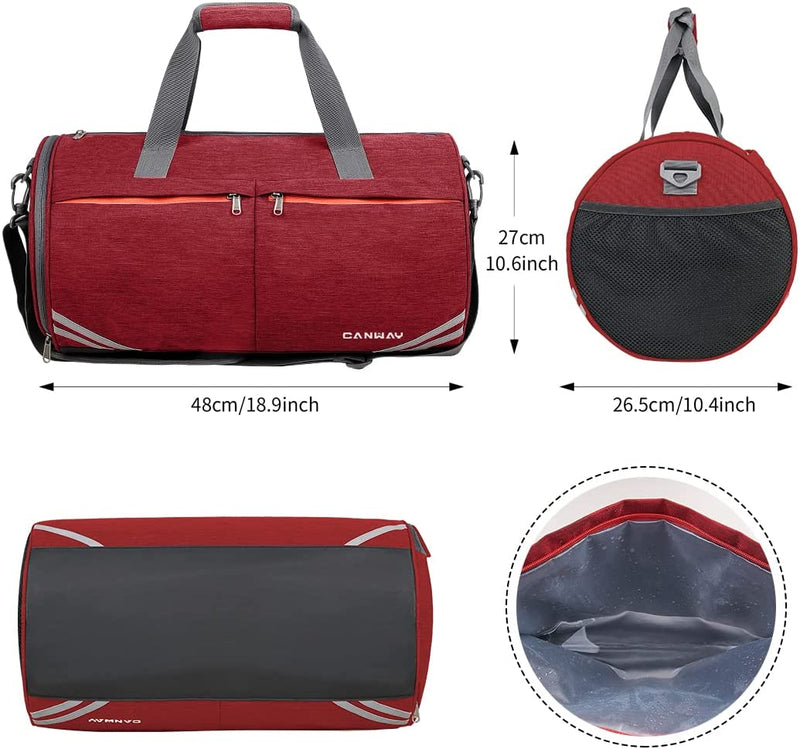 Gym Bag for Men and Women, CANWAY 30L Sport Gym Duffel Bag with Wet Pocket & Shoes Compartment, Weekender Bag with Multi Utility Pouches, Shoulder Strap Included, Red Home & Garden > Household Supplies > Storage & Organization CANWAY   