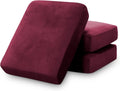 Stretch Velvet Couch Cushion Covers for Individual Cushions Sofa Cushion Covers Seat Cushion Covers, Thicker Bouncy with Elastic Edge Cover up to 10 Inch Thickness Cushions (1 Piece, Brown) Home & Garden > Decor > Chair & Sofa Cushions PrinceDeco Burgundy 3 