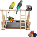 Joyeee Natural Bird Perch Stand, with Playground Ladder, Bird Water Feeder Dishes, Swing, Tray for Cockatiel Parakeet Conure Budgies Parrot Macaw Love Bird Small Birds Animal, 14.5" X 9" X 15.9" M Animals & Pet Supplies > Pet Supplies > Bird Supplies Joyeee #1  