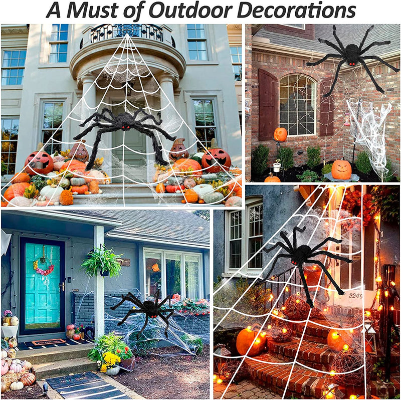 3Pcs 212'' Halloween Spider Web 49" Halloween Spider Decorations Stretch Cobweb Fake Spider Giant Spider Web for Indoor Outdoor Halloween Decorations Yard Lawn Home Costumes Party Haunted House Décor  ORWINE   