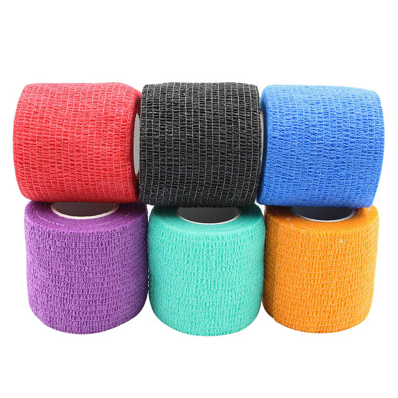 Tattoo Grip Cover Wrap - Yuelong 6Pcs 2” X 5 Yards Disposable Cohesive Tattoo Grip Tape Wrap Elastic Bandage Rolls Self-Adherent Tape for Tattoo Machine Grip Tube Accessories, Sports Tape Sporting Goods > Outdoor Recreation > Winter Sports & Activities Yuelong Mix 6  