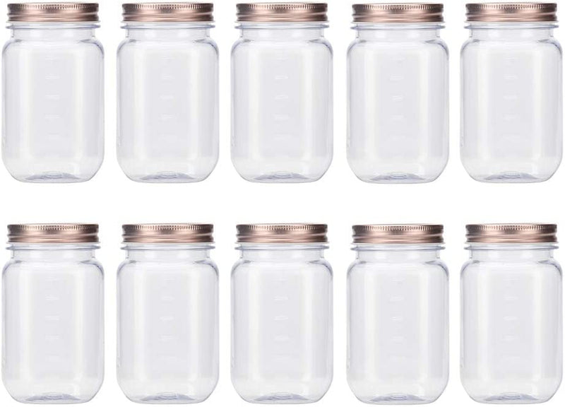 Novelinks 16 Ounce Clear Plastic Jars Containers with Screw on Lids - Refillable round Empty Plastic Slime Storage Containers for Kitchen & Household Storage - BPA Free (20 Pack) Home & Garden > Decor > Decorative Jars novelinks Rose Gold 10 Pack 16 Ounce 