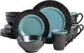 Gibson Elite Couture Bands round Reactive Glaze Stoneware Dinnerware Set, Service for Four (16Pcs), Blue and Cream Home & Garden > Kitchen & Dining > Tableware > Dinnerware Gibson Elite Aqua  