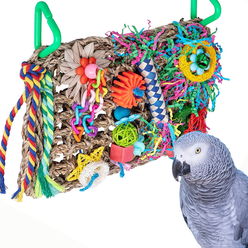 Bird Toys, Parrot Toys, Seaweed Woven Overhanging Cushions, Natural Bird Foraging Chew Toys, Suitable for African Grey Parrots, Parrots, Lovebirds and Other Small and Medium-Sized Birds Animals & Pet Supplies > Pet Supplies > Bird Supplies > Bird Toys Cokliomc   