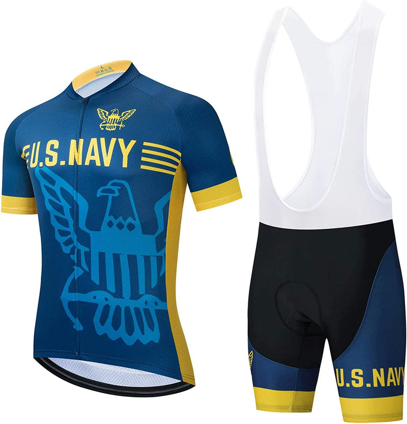 BIKE BEER Army Cycling Jersey Navy Cycling Jersey Set Men'S Cycling Kit Sporting Goods > Outdoor Recreation > Cycling > Cycling Apparel & Accessories BIKE BEER Blueb 4X-Large 