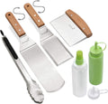 Professional Metal Spatula Set - Stainless Steel Spatula and Griddle Scraper - Heavy Spatula Griddle Accessories Great for Cast Iron Griddle BBQ Flat Top Grill - Commercial Grade Home & Garden > Kitchen & Dining > Kitchen Tools & Utensils Anmarko Wooden handle set + tongs and bottles  