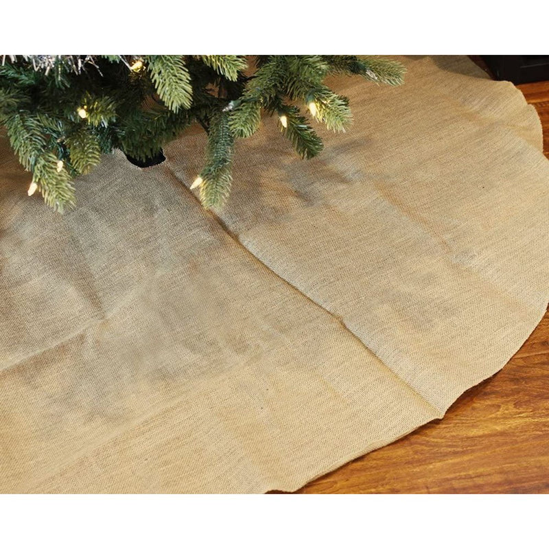 Rustic Burlap Christmas Tree Skirt for Xmas Holiday Home Decorations, 60 Inch