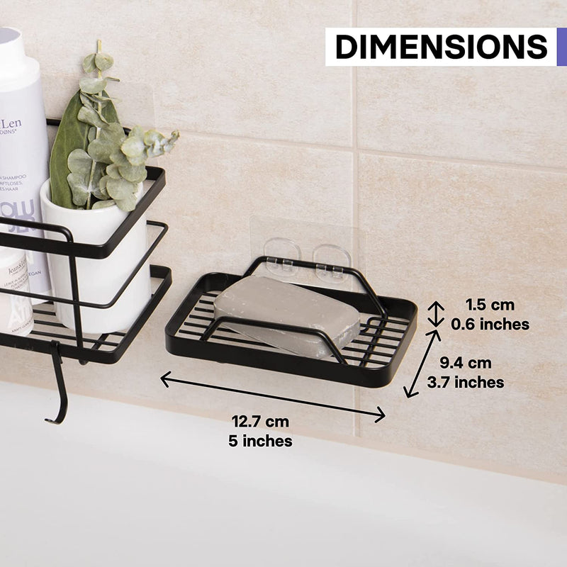 KINCMAX Adhesive Soap Holder for Shower Wall - Drill Free Bar Soap Dish for Bathroom Storage in Black - Stainless Steel Shower Soap Caddy Home & Garden > Household Supplies > Storage & Organization KINCMAX   
