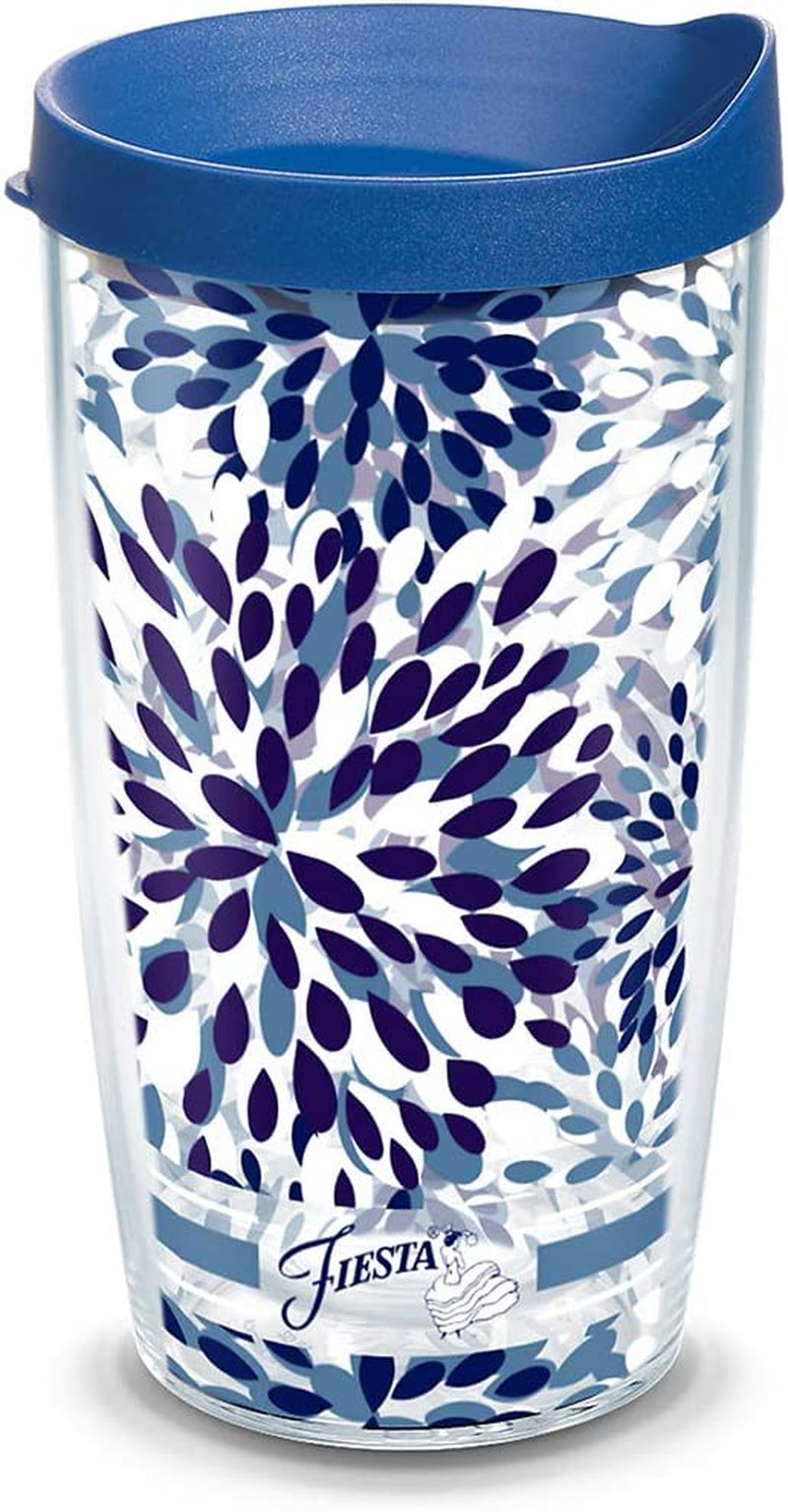 Tervis Made in USA Double Walled Fiesta Insulated Tumbler Cup Keeps Drinks Cold & Hot, 16Oz - 2Pk, Lapis Calypso Home & Garden > Kitchen & Dining > Tableware > Drinkware Tervis Tumbler Company Lidded 16oz 
