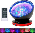 Ziziwin Ocean Wave Projector, 12 LED Remote Control Night Light Lamp Timer 8 Colors Changing LED Kids Night Light Projector Lamp for Baby Children Adult Bedroom Living Room and Party Decorations Home & Garden > Lighting > Night Lights & Ambient Lighting ziziwin Black  
