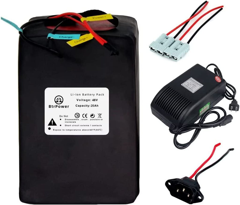 Btrpower Ebike Battery 48V 10AH 18AH 20AH 30AH 50AH Lithium Ion / Lifepo4 Battery Pack with 5A Charger,50A BMS for 300W-3000W Motor Sporting Goods > Outdoor Recreation > Cycling > Bicycles BtrPower 48v 25ah Li-ion  