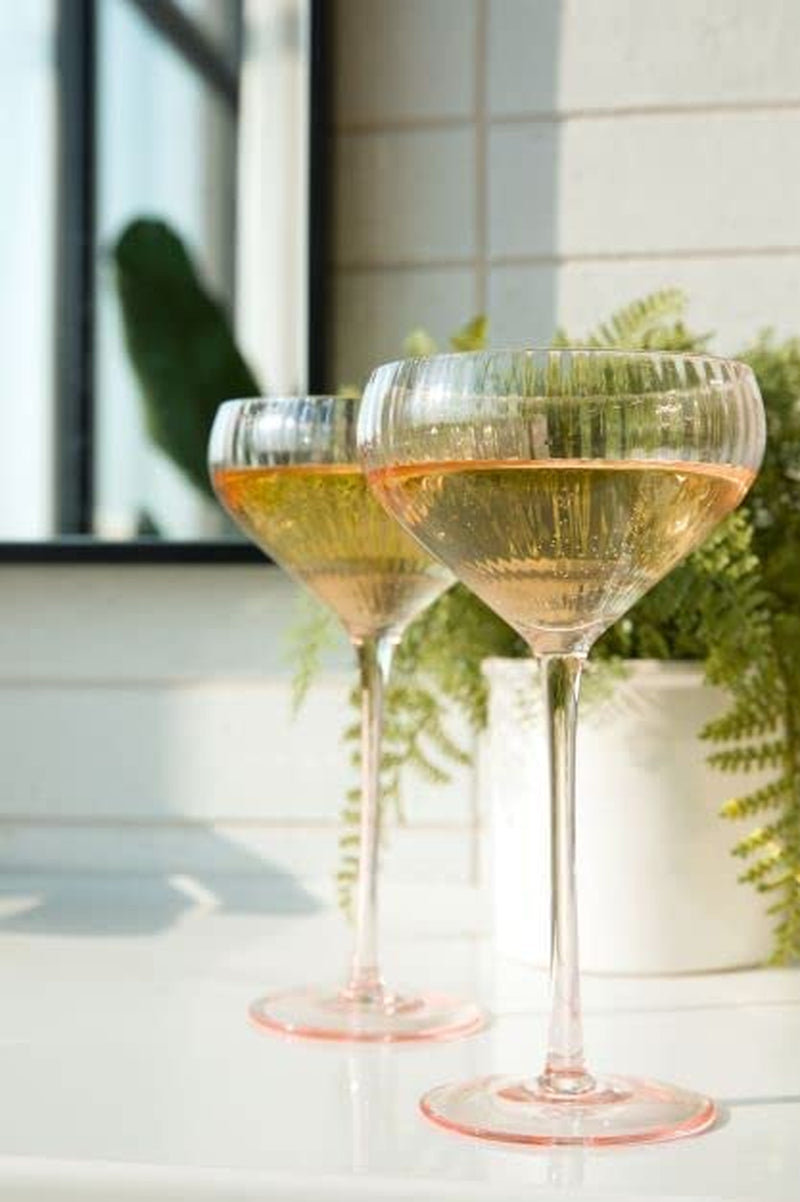 Sister.Ly Drinkware Pink Coupe Glasses / Pink Coupe Champagne Glasses, Set of 2, 8 Oz, Perfect for Cocktails, Mocktails, and Martinis, Great for Parties, Birthdays, Date Night, or Ladies Night Home & Garden > Kitchen & Dining > Tableware > Drinkware Sister.ly Drinkware HAVE ANOTHER ROUND!   