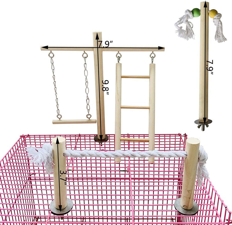 PINVNBY Parrot Climbing Ladder Swing Toy Natural Wood Bird Cage Play Gyms Playground Stand Rope Perch for Parakeet Cockatiel Conure Love Birds Finch African Grey Macaw Budgies Animals & Pet Supplies > Pet Supplies > Bird Supplies PINVNBY   