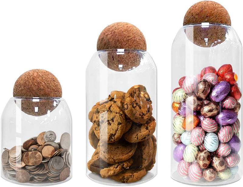 NUTRIUPS Storage Glass Jar Set Food Storage Tank with Wooden Lid 500 ML,800ML,1200ML Home & Garden > Decor > Decorative Jars NUTRIUPS   