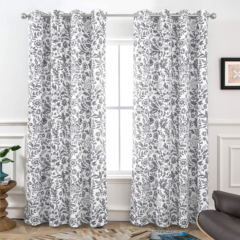 Driftaway Julia Watercolor Blackout Room Darkening Grommet Lined Thermal Insulated Energy Saving Window Curtains 2 Layers 2 Panels Each Size 52 Inch by 84 Inch Blush Home & Garden > Decor > Window Treatments > Curtains & Drapes DriftAway Grey 52'' x 84'' 