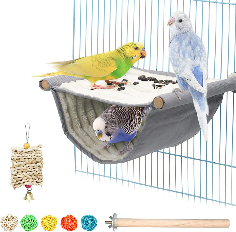 Omawrf Bird Hammocks Winter Warm Bird Nest House Plush Parrot House Bed Hammock Tent Toy Bird Cage Perch Stand for Budgies Parakeet Cockatiels Hamster Other Small Animals (Yellow) Animals & Pet Supplies > Pet Supplies > Bird Supplies > Bird Toys Omawrf Grey  