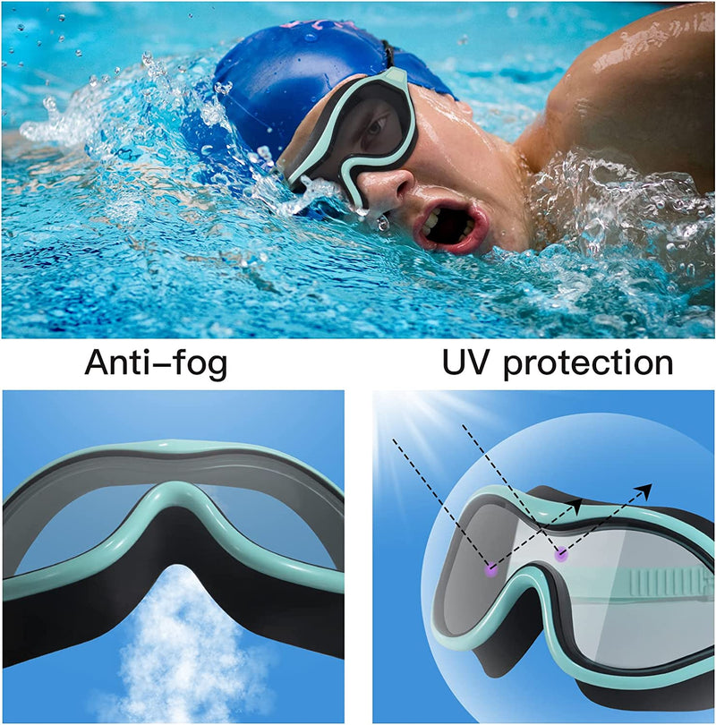 Keary 2 Pack Swim Goggles for Adult Youth with Soft Silicone Gasket, Anti-Fog UV Protection No Leak Clear Vision Pool Goggles