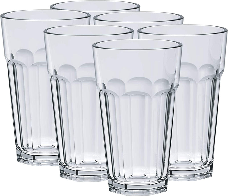 Drinking Glasses 18 Oz Acrylic by Decor Works - Water Glasses - Acrylic Cups Set - Plastic Glasses - Glasses Set - Acrylic Tumbler Dishwasher Safe Bpa Free Acrylic Glassware Set of 6